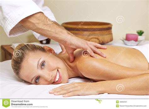 woman getting back massage in spa stock image image of shoulder body