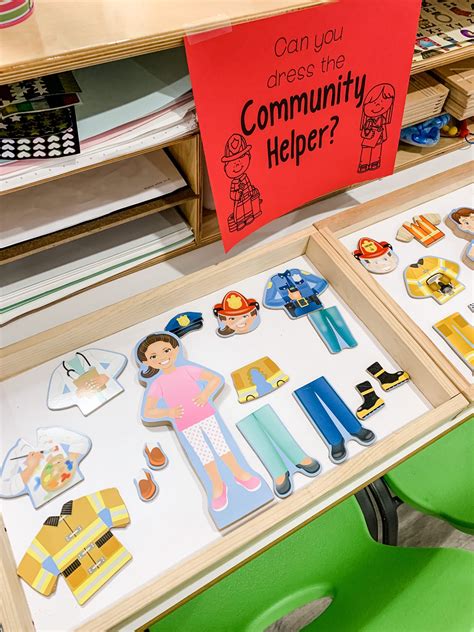 community helper centers  activities  preschoolers play