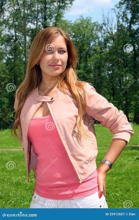 Portrait Of The Beautiful Girl In Pink Stock Image Image Of Caucasian