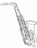Saxophone Coloring Pages Clarinet Printable Instruments Music Template Categories sketch template