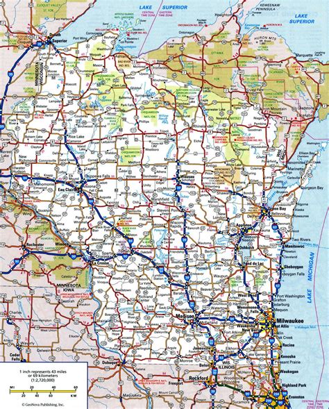highway  road map  wisconsin  maps