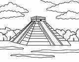 Pyramid Mexic Template Coloring Itza Chichen sketch template