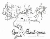 Coloring Stamp Digital Christmas Digi Christmoose Merry Cards Crone Maiden Mother sketch template