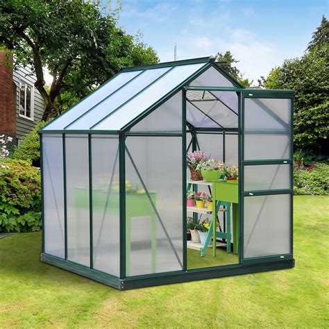 outsunny polycarbonate portable walk  garden greenhouse testbanktalk