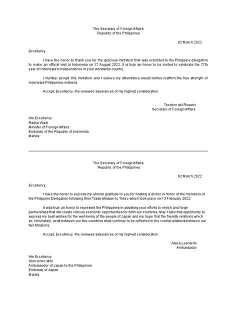 diplomatic correspondence diplomatic letter sample  diplomatic