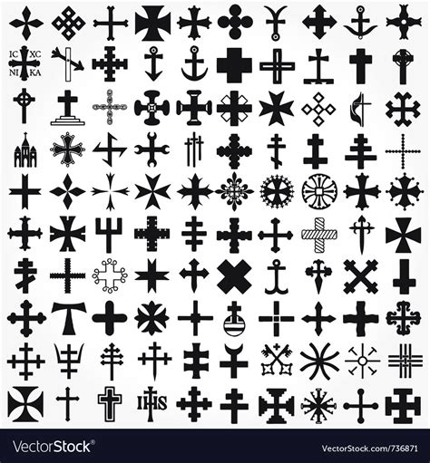 set crosses  religious symbols royalty  vector
