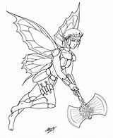 Coloring Fairy Pages Warrior Fairies Fantasy Adult Rocks Gothic Printable Book sketch template