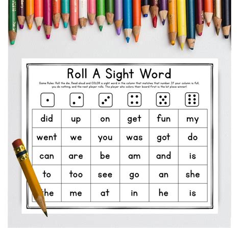 sight word dice game printable sight word practice learn  etsy