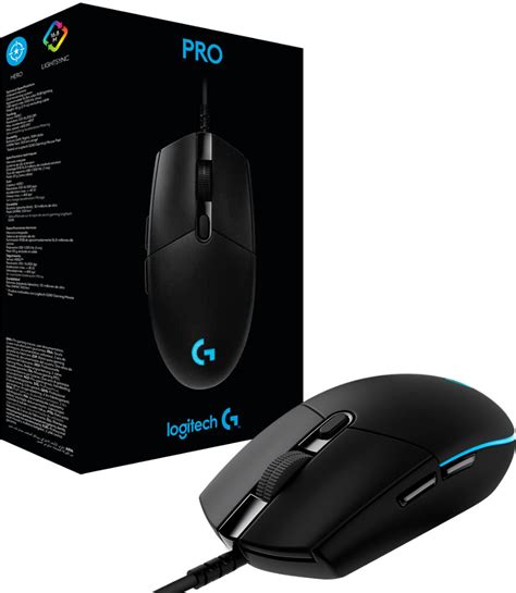 buy logitech  pro hero wired optical gaming mouse  lightsync rgb lighting black