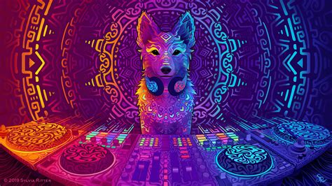 dj digital art dog abstract   wallpaper
