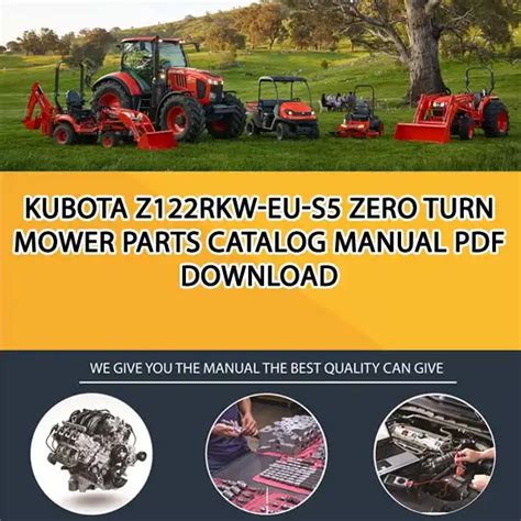 kubota zrkw eu   turn mower parts catalog manual   service manual repair