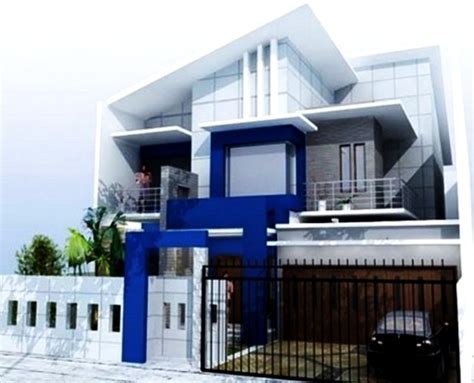 kombinasi desain warna cat dinding biru  indah  rumah