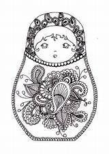 Russian Coloring Dolls Doll Pages Original Adults Mandala Printable Babushka Color Matryoshka Nesting Adult Russia Template Tattoo Coloriage Russe Poupée sketch template