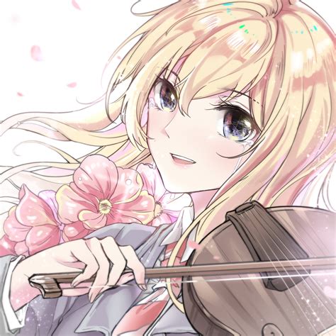 blonde shigatsu wa kimi  uso miyazono kaori crying flowers school uniform violin anime