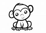 Draw Cartoon Monkey Easy Coloring Print Color sketch template