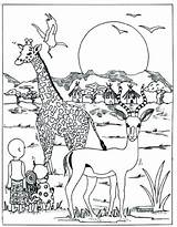 Coloring Pages Animals Animal Africa African Grassland Printable Giraffe Park Savanna Color Safari Hardy Jeff Sheet Drawing Kids Zoo Sheets sketch template