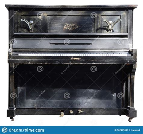 wooden black vintage piano isolated  white stock image image