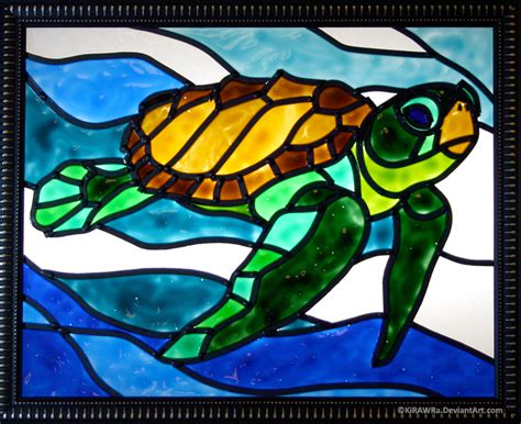 faux stained glass sea turtle weasyl