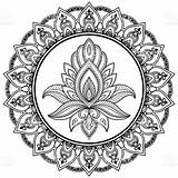 Mandala Lotus Henna Coloring Pages Drawing Pattern Flower Indien Circular India sketch template