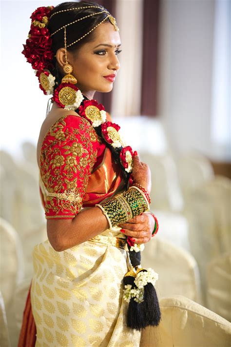 telugu bride pola jadahalf white traditional telugu bridal sareework