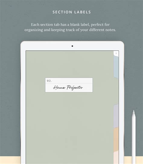 digital  tab pastel notebook template customizable etsy