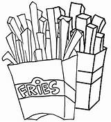 Fries Coloring French Pages Food sketch template