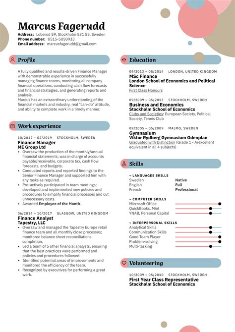 finance manager resume template