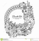 Vector Illustration Zen Stress Tangle Adults Anti Floral Coloring Frame Book Composition Adult sketch template