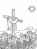 Cross Coloring Pages Easter Printable Kids sketch template