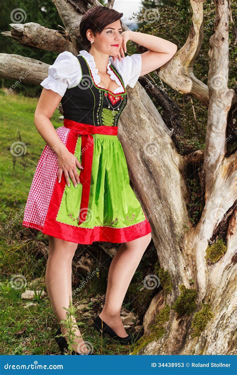 Beautiful Girl In A Dirndl Dreams To Himself Stock Image Image Of