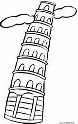 Pisa Tower Leaning Cartoon Coloring Clipartbest Cliparts sketch template