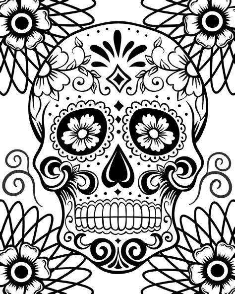 printable day   dead coloring pages pinterest