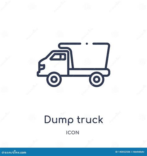 linear dump truck icon  construction outline collection thin