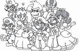 Mario Coloring Pages Super Luigi Bowser Peach Toad Bros Daisy Smash Color Print Crowd Characters Printable Cast Library Clipart Getcolorings sketch template
