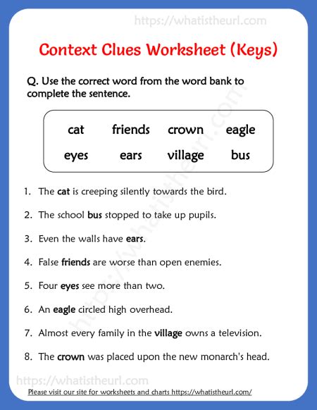 context clues worksheet  grade      home teacher