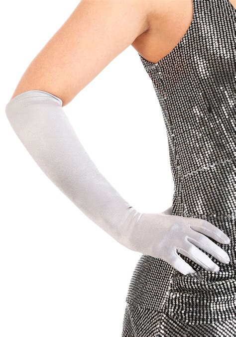 silver costume gloves