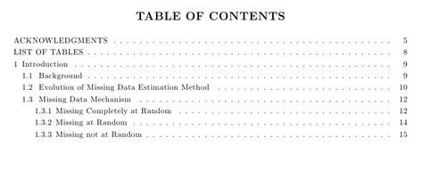 format research paper table  contents  format