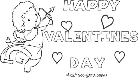 print  happy valentines day cupid coloring card valentines day