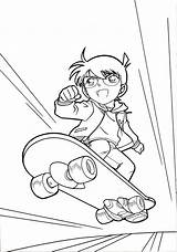 Conan Detective ぬりえ Skate Tranh Skateboarding Heiji Ran sketch template