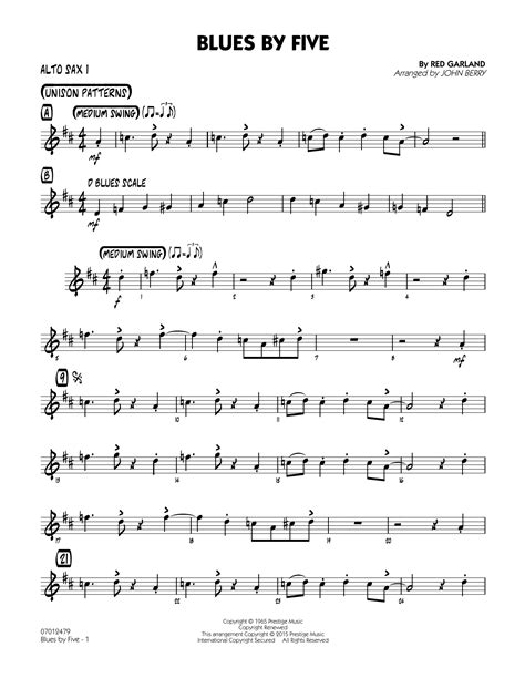 Blues By Five Alto Sax 1 Sheet Music John Berry Jazz Ensemble