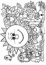Coloring Pages Spring Sun Smiling Flowers Kolorowanki Wiosna Do Dla Drukowania Marzec Nature Dzieci Malowanki A4 Roku Artykuł Printable Darmowe sketch template