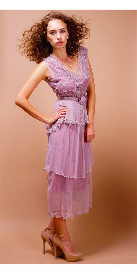 tiered vintage style tea party dress  lavender rose  nataya