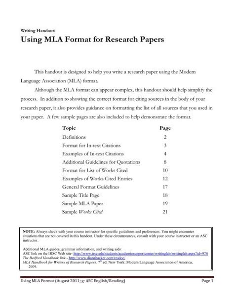 mla format  research papers