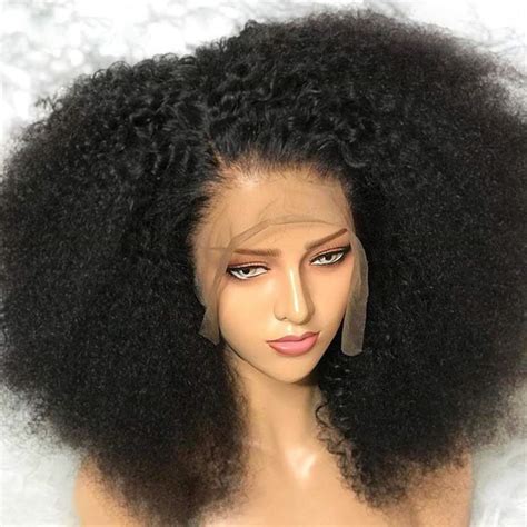 Mongolian Afro Kinky Curly Wig Natural Lace Front Human