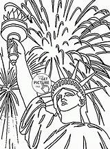 Coloring Pages Liberty Statue July 4th Adult Sheets Fourth Kids Torch Drawing Independence Patriotic American Colouring Clip Wuppsy Getdrawings Firework sketch template