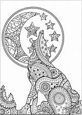 Loup Zentangle Lune Animal Lupi Lobos Adulti Loups Clair Adultos Justcolor Coloriages Imprimer Animaux Mandalas Coloring4free Paisley Hurlant Zombies Moonlight sketch template
