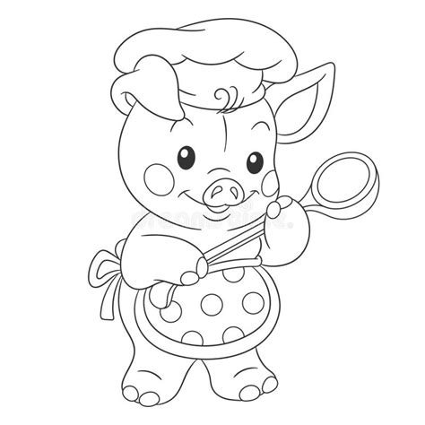 coloring page  cute baby pig stock vector illustration