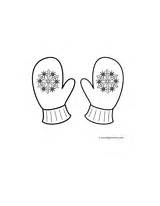 Mittens Coloring Hat Clothing Winter Snowflakes sketch template