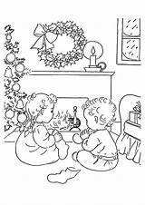 Christmas Waiting Two Kids Pages Eve sketch template
