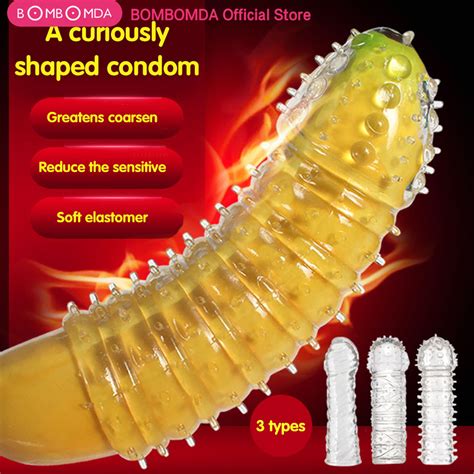Reusable G Spot Crystal Cock Penis Sleeve With Spike And Bolitas Dotted